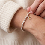 Citrine gemstone November birthstone charm bracelet, sterling silver stretch bracelet UK
