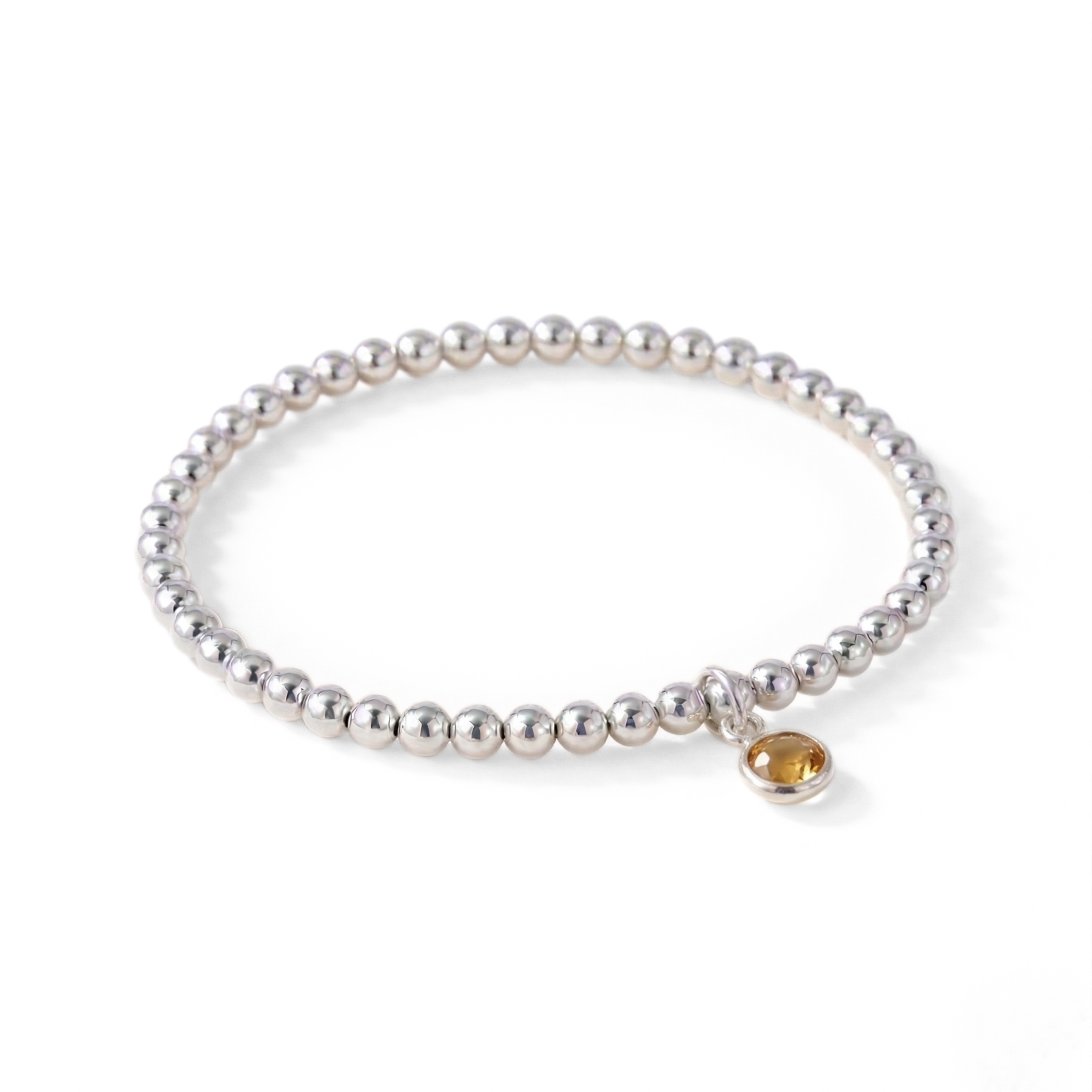 Citrine November birthstone bracelet with sterling silver beads, stretch gemstone bracelet UK