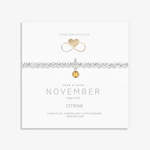 November birthstone bracelet with citrine charm and sterling silver beads, handmade UK