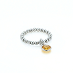 Citrine November birthstone ring with sterling silver beads, stretch ring UK