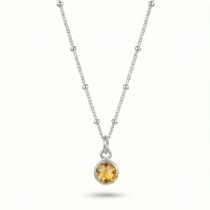 Citrine gemstone charm necklace in sterling silver, everyday jewellery UK
