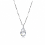 Clear crystal drop pendant necklace, simple bridal jewellery UK