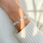 Clear quartz stretch bead bracelet, April birthstone jewellery UK