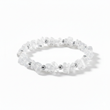 Clear quartz bracelet with sterling silver beads, stretch bracelet UK