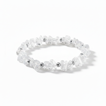 Clear quartz bracelet with sterling silver beads, stretch bracelet UK