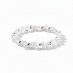 Clear quartz bracelet with sterling silver beads, stretch bracelet UK