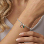 May emerald birthstone stretch bracelet in sterling silver beads