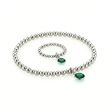 Emerald jewellery set with bracelet and ring, May birthstone sterling silver set UK
