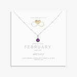 February birthstone necklace with amethyst charm, sterling silver jewellery UK
