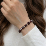 Garnet bead bracelet with stretch design, red gemstone jewellery UK