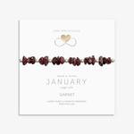 January birthstone bracelet with garnet charm, sterling silver stretch bracelet UK