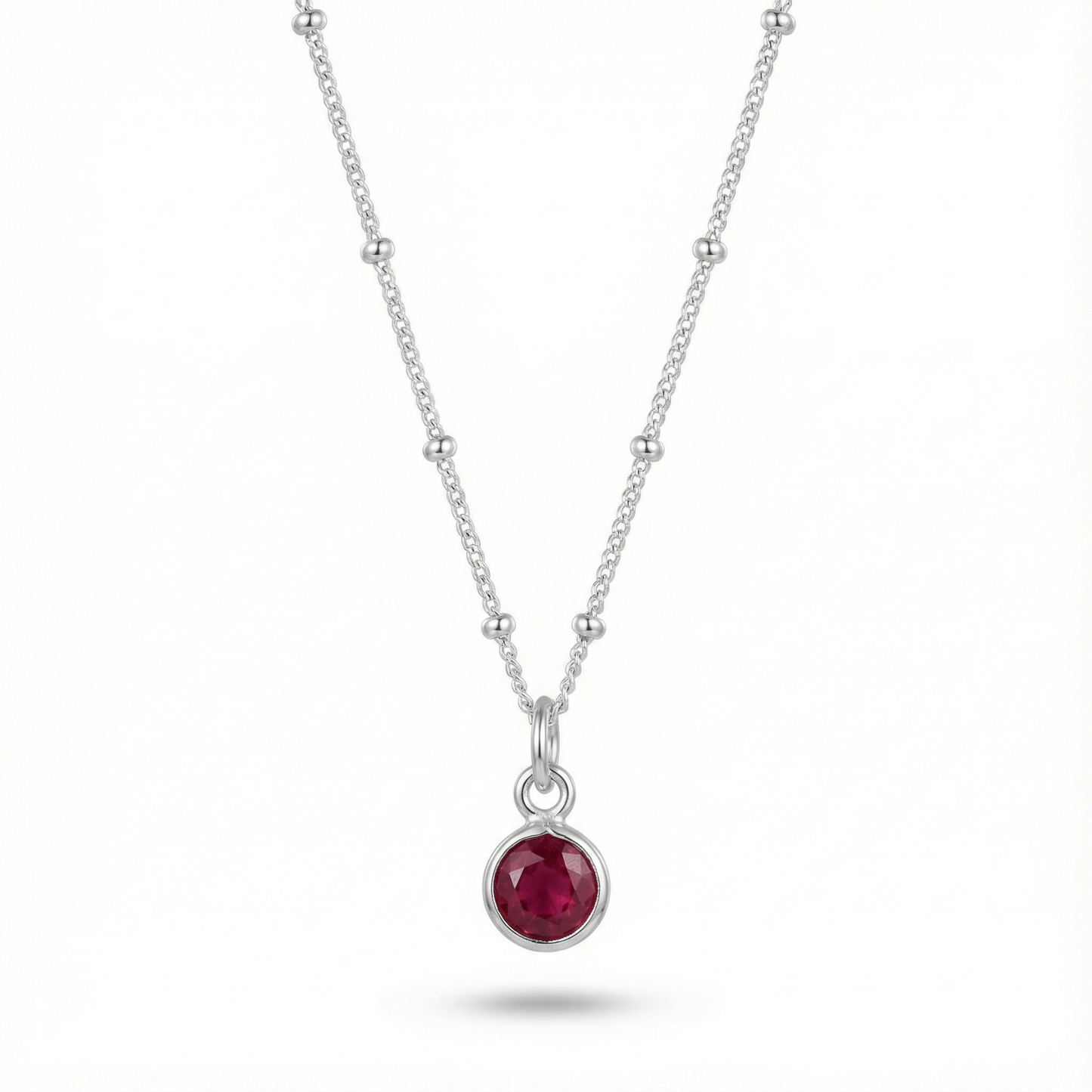Sterling Silver Garnet Pendant Necklace
