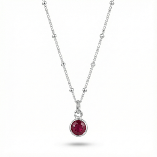 Sterling Silver Garnet Pendant Necklace