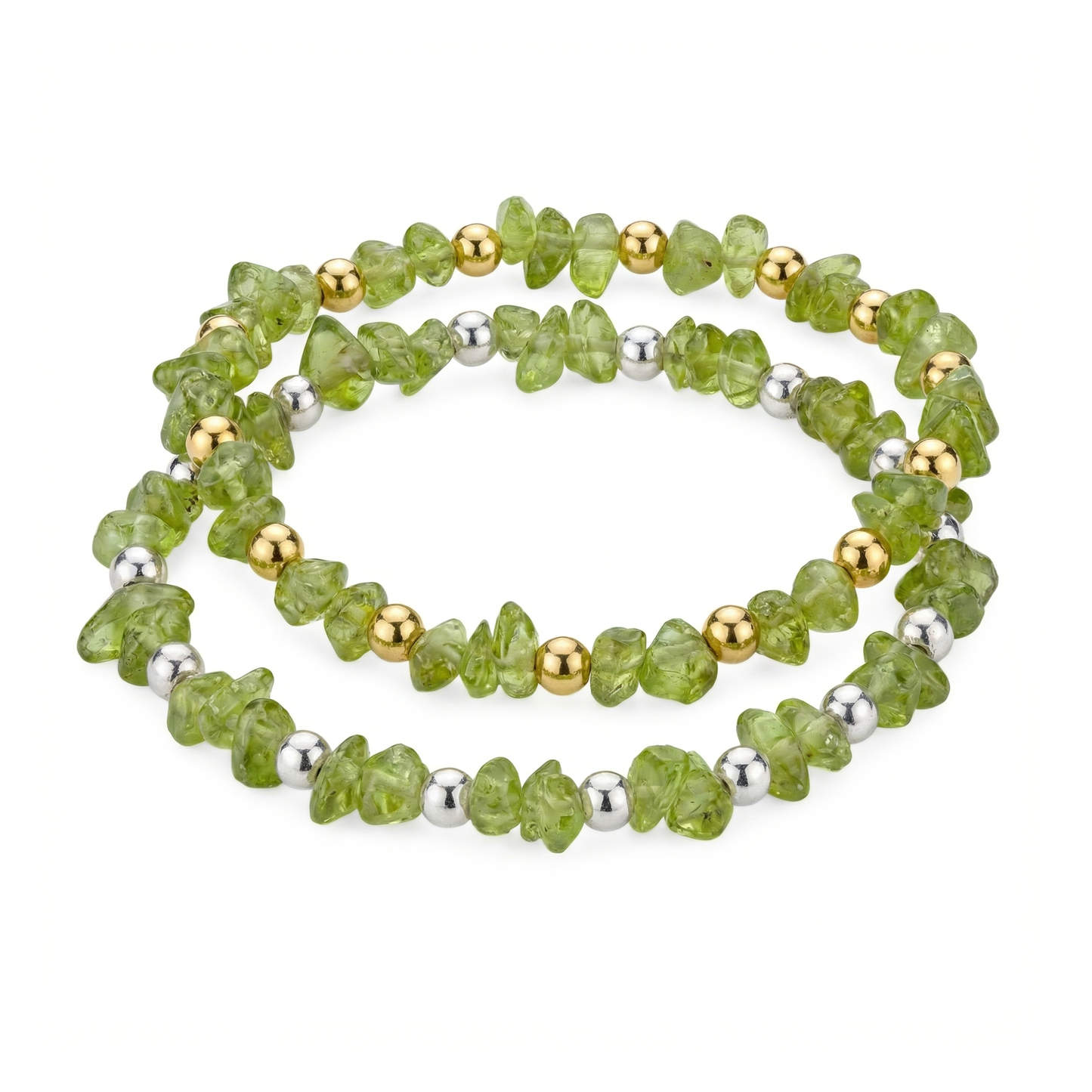 Peridot Crystal Bead Bracelet | August Birthstone Stacking Bracelet