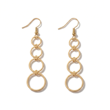 Long drop gold multi hoop earrings, statement jewellery UK
