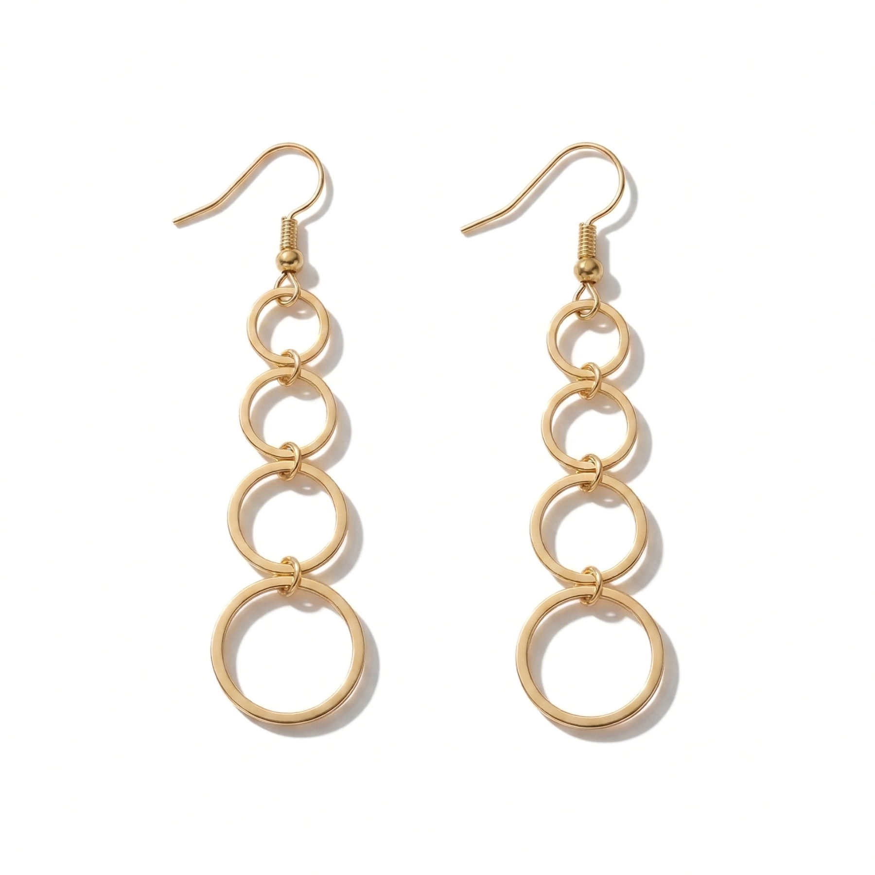 Long drop gold multi hoop earrings, statement jewellery UK