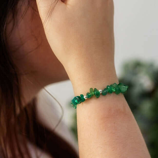 Green Agate Gemstone Bracelet - Made Here with Love