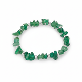 Green agate crystal bead stretch bracelet with sterling silver beads and faceted green gemstones.