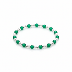 Green agate gemstone beaded bracelet with green stones on a stretch bracelet design.
