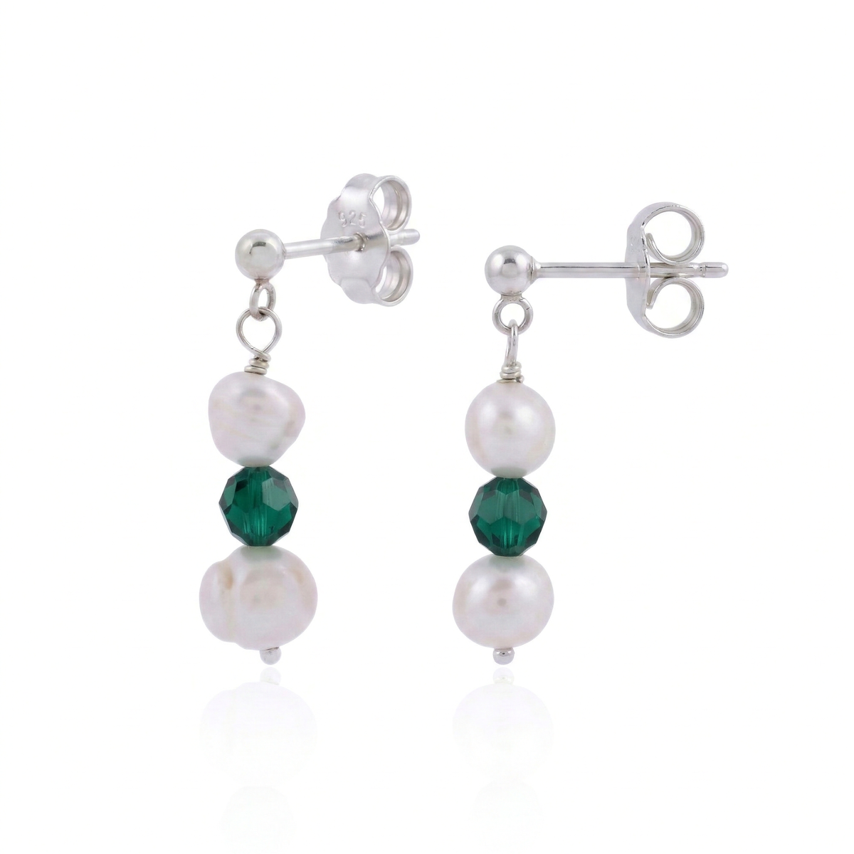 Freshwater Pearl Emerald Earrings