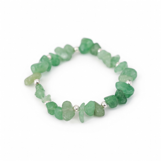 Green aventurine crystal bracelet with sterling silver beads, stacking bracelet UK