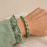 Green crystal chip bead bracelet, stretch gemstone bracelet for stacking UK
