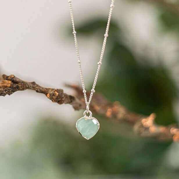 Amazonite Heart Charm Necklace