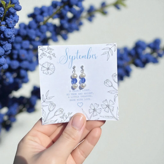Sapphire & Pearl September Birthstone Earrings