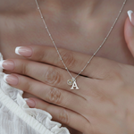 Personalised initial and citrine birthstone necklace in sterling silver, November birthday jewellery gift for her.