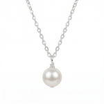 Ivory pearl pendant necklace in sterling silver, elegant bridal jewellery UK