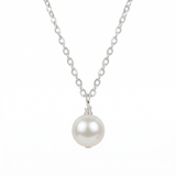 Ivory pearl pendant necklace in sterling silver, elegant bridal jewellery UK