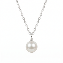 Ivory pearl pendant necklace in sterling silver, elegant bridal jewellery UK