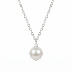 Ivory pearl pendant necklace in sterling silver, elegant bridal jewellery UK