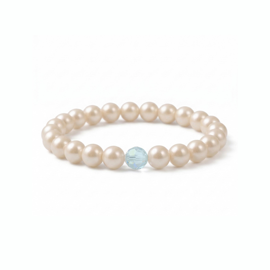 Pearl and Aquamarine Crystal Bracelet