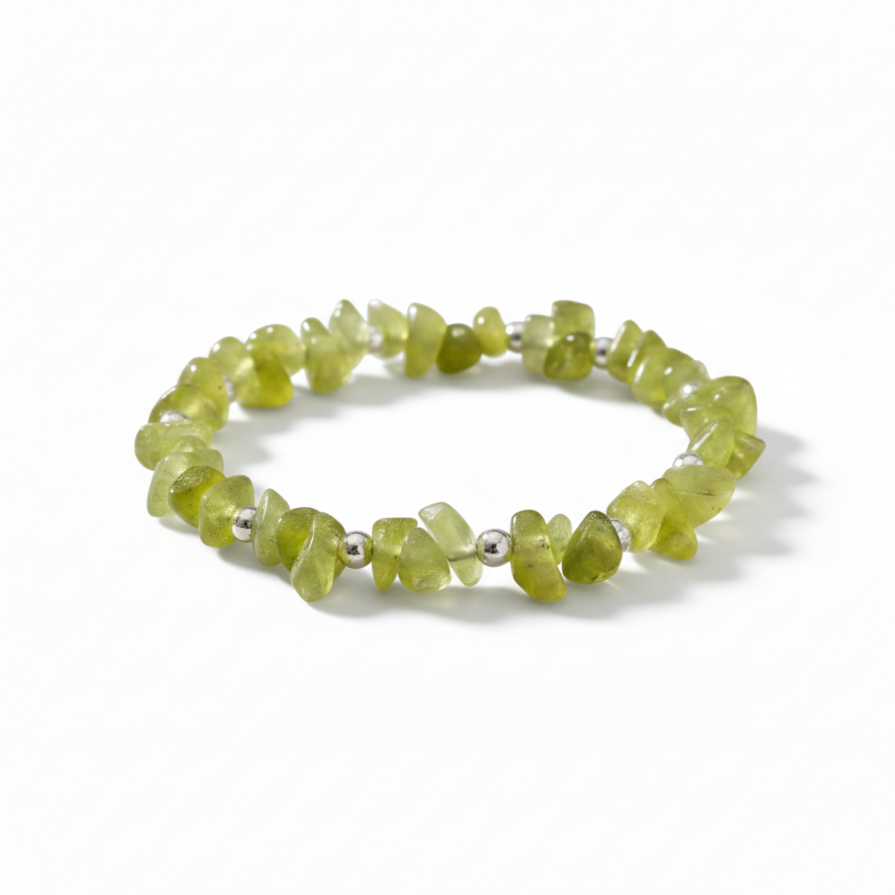 Jade stretch bead bracelet in green tones, gemstone bracelet UK