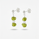 Sterling silver jade gemstone drop earrings featuring faceted green jade stones, delicate handmade jewellery gift for balance and harmony.