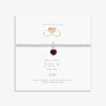 July birthstone bracelet gift with ruby charm and sterling silver beads, handmade jewellery UK