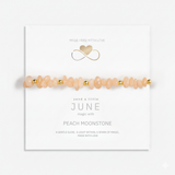 June peach moonstone bead stretch bracelet in sterling silver, feminine birthstone jewellery gift