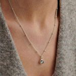 Labradorite charm necklace for March birthstone, sterling silver jewellery UK