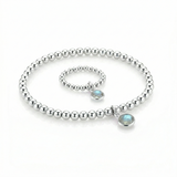 Labradorite jewellery set with bracelet and ring, handmade gemstone jewellery UK
