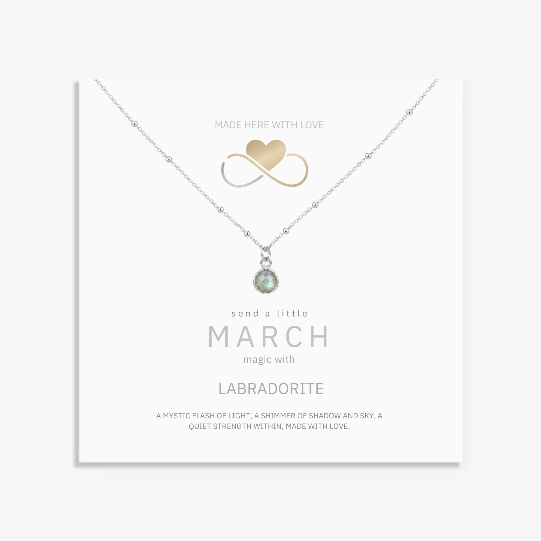Labradorite necklace in sterling silver, March birthstone jewellery UK