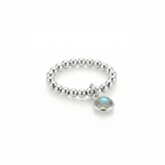 Sterling silver labradorite gemstone ring, stretchy bead ring UK