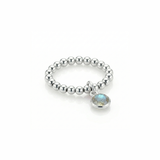 Sterling silver labradorite gemstone ring, stretchy bead ring UK