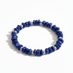 Lapis lazuli stretch bead bracelet with rich dark blue gemstones, September birthstone jewellery