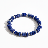 Lapis lazuli stretch bead bracelet with rich dark blue gemstones, September birthstone jewellery
