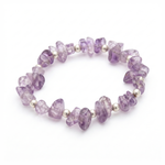 Light purple amethyst gemstone bracelet, stretch crystal chip bracelet UK