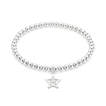 Silver star charm bracelet, make a wish jewellery gift UK