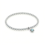 March birthstone bead bracelet with gemstone charm, stretch bracelet design UK