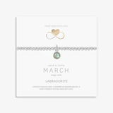 March birthstone bracelet with labradorite charm, sterling silver stretch bracelet UK