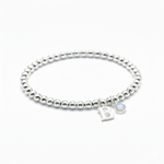 Moonstone and letter charm bracelet, June birthstone jewellery gift for her in sterling silver